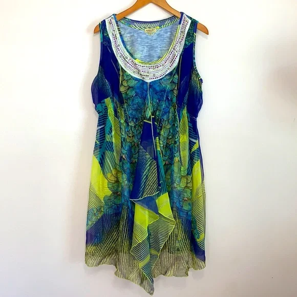 One World Dresses | One World Sleeveless Dress Sz 1x | Color: Blue/Green | Size: 1x | Riahta's Closet